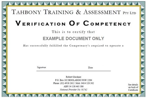 voc certification for excavators